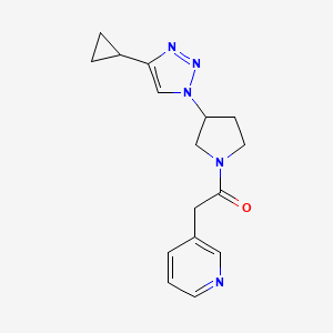 molecular formula C16H19N5O B2463301 1-(3-(4-cyclopropyl-1H-1,2,3-triazol-1-yl)pyrrolidin-1-yl)-2-(pyridin-3-yl)ethanone CAS No. 2034457-93-5