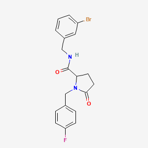 N-[(3-Bromophenyl)methyl]-1-[(4-fluorophenyl)methyl]-5-oxopyrrolidine-2-carboxamide