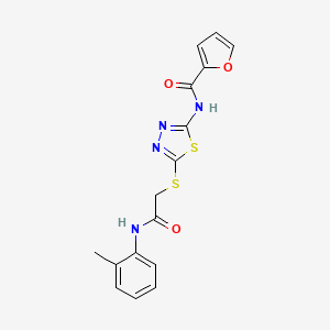 molecular formula C16H14N4O3S2 B2463317 N-[5-({[(2-methylphenyl)carbamoyl]methyl}sulfanyl)-1,3,4-thiadiazol-2-yl]furan-2-carboxamide CAS No. 893350-14-6