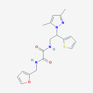 molecular formula C18H20N4O3S B2463325 N1-(2-(3,5-dimethyl-1H-pyrazol-1-yl)-2-(thiophen-2-yl)ethyl)-N2-(furan-2-ylmethyl)oxalamide CAS No. 2034343-33-2