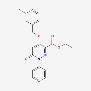 molecular formula C21H20N2O4 B2463338 ethyl 4-[(3-methylphenyl)methoxy]-6-oxo-1-phenyl-1,6-dihydropyridazine-3-carboxylate CAS No. 886952-10-9