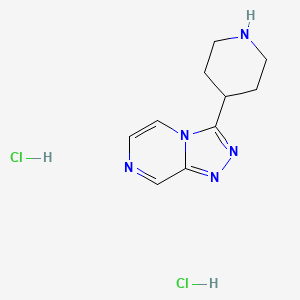 molecular formula C10H15Cl2N5 B2463351 4-{[1,2,4]triazolo[4,3-a]pyrazin-3-yl}piperidine dihydrochloride CAS No. 2416230-65-2