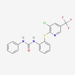 molecular formula C19H13ClF3N3OS B2463354 N-(2-{[3-chloro-5-(trifluoromethyl)-2-pyridinyl]sulfanyl}phenyl)-N'-phenylurea CAS No. 338773-30-1