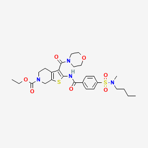 molecular formula C27H36N4O7S2 B2463362 ethyl 2-(4-(N-butyl-N-methylsulfamoyl)benzamido)-3-(morpholine-4-carbonyl)-4,5-dihydrothieno[2,3-c]pyridine-6(7H)-carboxylate CAS No. 449782-37-0