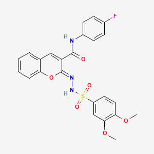 (2Z)-2-[(3,4-dimethoxyphenyl)sulfonylhydrazinylidene]-N-(4-fluorophenyl)chromene-3-carboxamide