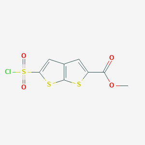 molecular formula C8H5ClO4S3 B2463372 5-Methoxycarbonylthieno[2,3-b]thiophene-2-sulfonylchloride CAS No. 129949-97-9