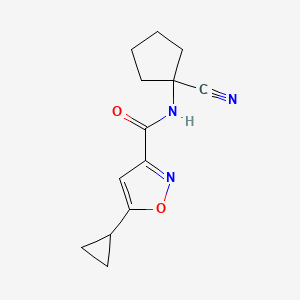 molecular formula C13H15N3O2 B2463387 N-(1-cyanocyclopentyl)-5-cyclopropyl-1,2-oxazole-3-carboxamide CAS No. 1427906-79-3