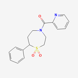 molecular formula C17H18N2O3S B2463390 (1,1-Dioxido-7-phenyl-1,4-thiazepan-4-yl)(pyridin-2-yl)methanone CAS No. 2320924-45-4