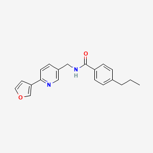 molecular formula C20H20N2O2 B2463393 N-((6-(furan-3-yl)pyridin-3-yl)methyl)-4-propylbenzamide CAS No. 2034386-16-6