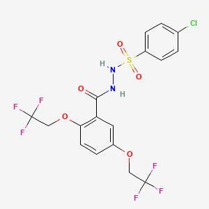 molecular formula C17H13ClF6N2O5S B2463404 N'-(4-chlorophenyl)sulfonyl-2,5-bis(2,2,2-trifluoroethoxy)benzohydrazide CAS No. 477864-00-9