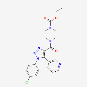 molecular formula C21H21ClN6O3 B2463406 ethyl 4-[1-(4-chlorophenyl)-5-(pyridin-3-yl)-1H-1,2,3-triazole-4-carbonyl]piperazine-1-carboxylate CAS No. 1326906-82-4