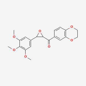 molecular formula C20H20O7 B2463411 Methanone, (2,3-dihydro-1,4-benzodioxin-6-yl)[3-(3,4,5-trimethoxyphenyl)-2-oxiranyl]- CAS No. 1706455-15-3