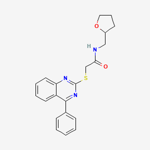 molecular formula C21H21N3O2S B2463436 N-(oxolan-2-ylmethyl)-2-(4-phenylquinazolin-2-yl)sulfanylacetamide CAS No. 710287-75-5