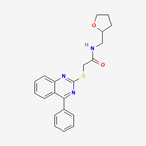 molecular formula C21H21N3O2S B2463436 2-((4-phenylquinazolin-2-yl)thio)-N-((tetrahydrofuran-2-yl)methyl)acetamide CAS No. 710287-75-5