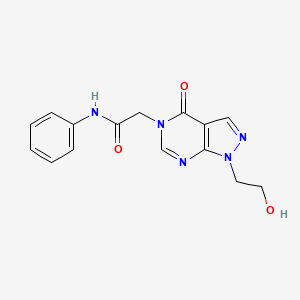 molecular formula C15H15N5O3 B2463437 2-[1-(2-hydroxyethyl)-4-oxopyrazolo[3,4-d]pyrimidin-5-yl]-N-phenylacetamide CAS No. 900011-26-9