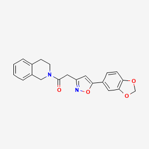 molecular formula C21H18N2O4 B2463463 2-(5-(benzo[d][1,3]dioxol-5-yl)isoxazol-3-yl)-1-(3,4-dihydroisoquinolin-2(1H)-yl)ethanone CAS No. 1170861-12-7