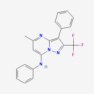 molecular formula C20H15F3N4 B2463535 5-methyl-N,3-diphenyl-2-(trifluoromethyl)pyrazolo[1,5-a]pyrimidin-7-amine CAS No. 890636-65-4