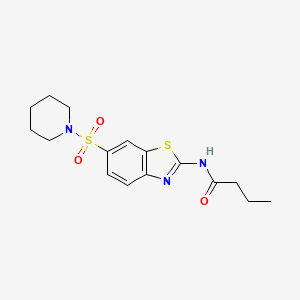 molecular formula C16H21N3O3S2 B2463618 N-[6-(PIPERIDINE-1-SULFONYL)-1,3-BENZOTHIAZOL-2-YL]BUTANAMIDE CAS No. 708216-24-4