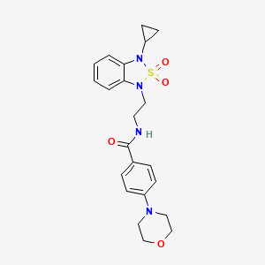 molecular formula C22H26N4O4S B2463620 N-[2-(3-cyclopropyl-2,2-dioxo-1,3-dihydro-2lambda6,1,3-benzothiadiazol-1-yl)ethyl]-4-(morpholin-4-yl)benzamide CAS No. 2097903-74-5