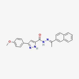 (E)-3-(4-methoxyphenyl)-N'-(1-(naphthalen-2-yl)ethylidene)-1H-pyrazole-5-carbohydrazide
