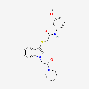 molecular formula C24H27N3O3S B2463733 N-(3-methoxyphenyl)-2-({1-[2-oxo-2-(piperidin-1-yl)ethyl]-1H-indol-3-yl}sulfanyl)acetamide CAS No. 878052-99-4