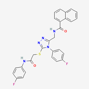 molecular formula C28H21F2N5O2S B2463737 N-{[4-(4-fluorophenyl)-5-({[(4-fluorophenyl)carbamoyl]methyl}sulfanyl)-4H-1,2,4-triazol-3-yl]methyl}naphthalene-1-carboxamide CAS No. 393874-11-8