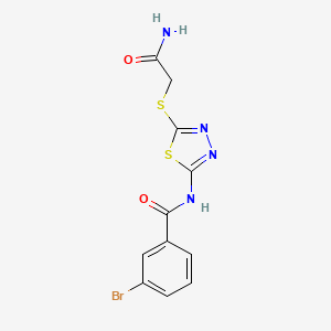 molecular formula C11H9BrN4O2S2 B2463764 N-(5-((2-amino-2-oxoethyl)thio)-1,3,4-thiadiazol-2-yl)-3-bromobenzamide CAS No. 868974-50-9