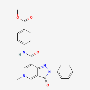 molecular formula C22H18N4O4 B2463771 methyl 4-{5-methyl-3-oxo-2-phenyl-2H,3H,5H-pyrazolo[4,3-c]pyridine-7-amido}benzoate CAS No. 921574-93-8