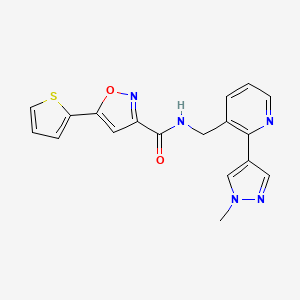 molecular formula C18H15N5O2S B2463820 N-{[2-(1-methyl-1H-pyrazol-4-yl)pyridin-3-yl]methyl}-5-(thiophen-2-yl)-1,2-oxazole-3-carboxamide CAS No. 2178773-87-8