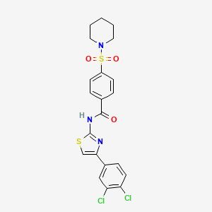 molecular formula C21H19Cl2N3O3S2 B2463826 N-(4-(3,4-dichlorophenyl)thiazol-2-yl)-4-(piperidin-1-ylsulfonyl)benzamide CAS No. 313661-86-8