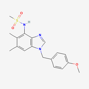 molecular formula C18H21N3O3S B2463857 N-{1-[(4-methoxyphenyl)methyl]-5,6-dimethyl-1H-1,3-benzodiazol-4-yl}methanesulfonamide CAS No. 338955-05-8
