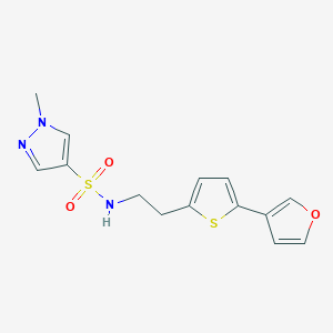 molecular formula C14H15N3O3S2 B2463874 N-(2-(5-(furan-3-yl)thiophen-2-yl)ethyl)-1-methyl-1H-pyrazole-4-sulfonamide CAS No. 2034597-28-7