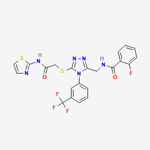2-fluoro-N-((5-((2-oxo-2-(thiazol-2-ylamino)ethyl)thio)-4-(3-(trifluoromethyl)phenyl)-4H-1,2,4-triazol-3-yl)methyl)benzamide
