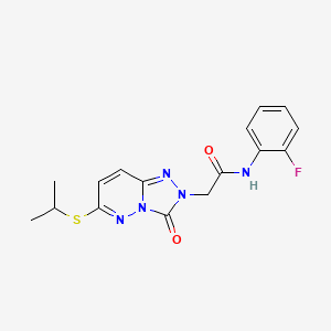molecular formula C16H16FN5O2S B2463910 N-(2-fluorophenyl)-2-[3-oxo-6-(propan-2-ylsulfanyl)-2H,3H-[1,2,4]triazolo[4,3-b]pyridazin-2-yl]acetamide CAS No. 1040651-84-0