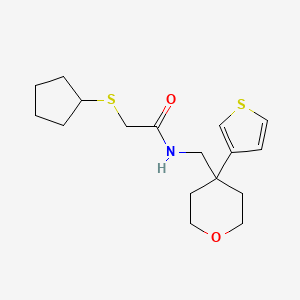 2-Cyclopentylsulfanyl-N-[(4-thiophen-3-yloxan-4-yl)methyl]acetamide