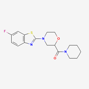 molecular formula C17H20FN3O2S B2463953 6-Fluoro-2-[2-(piperidine-1-carbonyl)morpholin-4-yl]-1,3-benzothiazole CAS No. 2415553-19-2