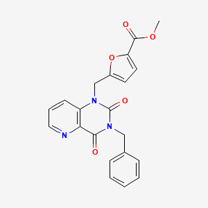 molecular formula C21H17N3O5 B2463956 methyl 5-((3-benzyl-2,4-dioxo-3,4-dihydropyrido[3,2-d]pyrimidin-1(2H)-yl)methyl)furan-2-carboxylate CAS No. 921828-63-9