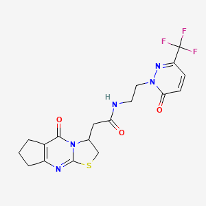 2-(2-Oxo-10-thia-1,8-diazatricyclo[7.3.0.03,7]dodeca-3(7),8-dien-12-yl)-N-[2-[6-oxo-3-(trifluoromethyl)pyridazin-1-yl]ethyl]acetamide