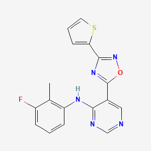 molecular formula C17H12FN5OS B2463996 N-(3-fluoro-2-methylphenyl)-5-(3-(thiophen-2-yl)-1,2,4-oxadiazol-5-yl)pyrimidin-4-amine CAS No. 2034243-97-3