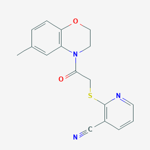 2-((2-(6-methyl-2H-benzo[b][1,4]oxazin-4(3H)-yl)-2-oxoethyl)thio)nicotinonitrile