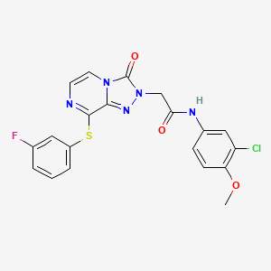 molecular formula C20H15ClFN5O3S B2464003 N-(3-chloro-4-methoxyphenyl)-2-{8-[(3-fluorophenyl)sulfanyl]-3-oxo-2H,3H-[1,2,4]triazolo[4,3-a]pyrazin-2-yl}acetamide CAS No. 1251593-40-4