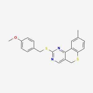 molecular formula C20H18N2OS2 B2464014 methyl 4-{[(9-methyl-5H-thiochromeno[4,3-d]pyrimidin-2-yl)sulfanyl]methyl}phenyl ether CAS No. 478246-81-0