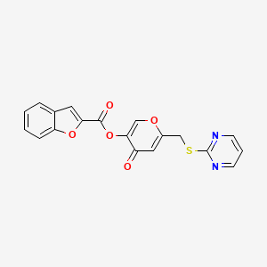 [4-Oxo-6-(pyrimidin-2-ylsulfanylmethyl)pyran-3-yl] 1-benzofuran-2-carboxylate