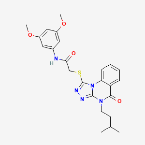 molecular formula C24H27N5O4S B2464022 N-(3,5-dimethoxyphenyl)-2-{[4-(3-methylbutyl)-5-oxo-4H,5H-[1,2,4]triazolo[4,3-a]quinazolin-1-yl]sulfanyl}acetamide CAS No. 938597-69-4