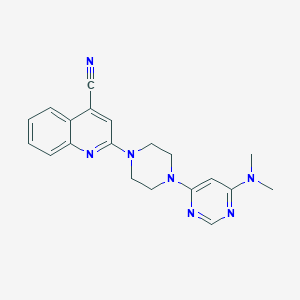 molecular formula C20H21N7 B2464031 2-{4-[6-(Dimethylamino)pyrimidin-4-yl]piperazin-1-yl}quinoline-4-carbonitrile CAS No. 2415633-78-0