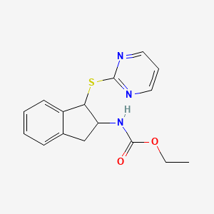 molecular formula C16H17N3O2S B2464044 ethyl N-[1-(2-pyrimidinylsulfanyl)-2,3-dihydro-1H-inden-2-yl]carbamate CAS No. 306978-22-3