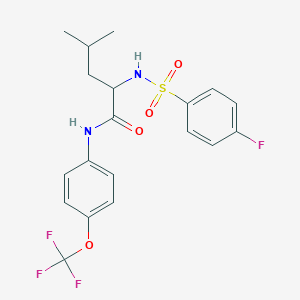 molecular formula C19H20F4N2O4S B2464046 2-{[(4-fluorophenyl)sulfonyl]amino}-4-methyl-N-[4-(trifluoromethoxy)phenyl]pentanamide CAS No. 317377-94-9