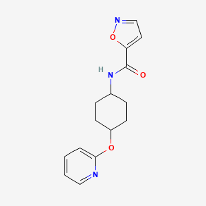 molecular formula C15H17N3O3 B2464063 N-((1r,4r)-4-(pyridin-2-yloxy)cyclohexyl)isoxazole-5-carboxamide CAS No. 2034436-45-6
