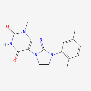 molecular formula C16H17N5O2 B2464064 8-(2,5-Dimethylphenyl)-1-methyl-1,3,5-trihydroimidazolidino[1,2-h]purine-2,4-d ione CAS No. 915884-29-6