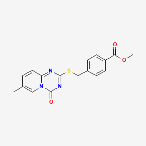 molecular formula C17H15N3O3S B2464068 methyl 4-[({7-methyl-4-oxo-4H-pyrido[1,2-a][1,3,5]triazin-2-yl}sulfanyl)methyl]benzoate CAS No. 896325-71-6